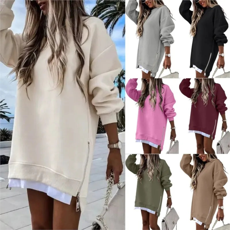 Fall Winter Sweatshirt Blouses For Women New Long Sleeve Loose Zipper Hoodies Tops Fashion Casual Solid Sports Women's Clothing
