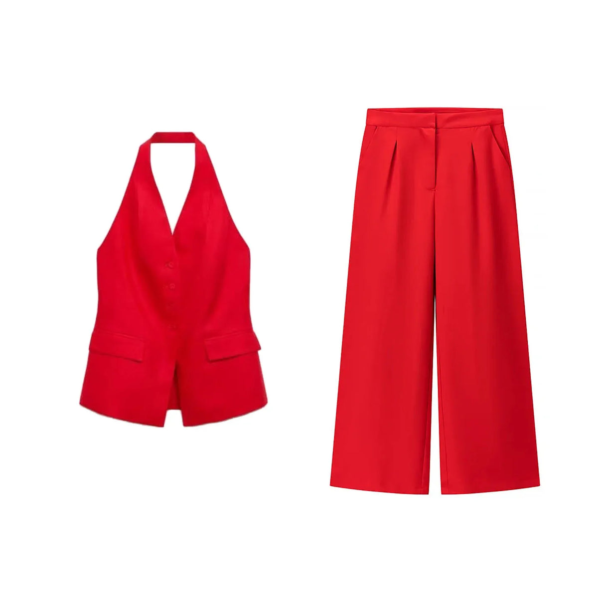 Fall New Casual Women's Set Backless Collarless Vest High Waist Long Pants Fashionable Two-Piece Suit for Adults Comfortable ...