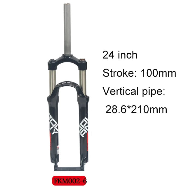 BOLANY-Mountain Bike Fork, Aluminum Alloy, Mechanical, Straight Tube, Shoulder Control, Shock Absorber, 100mm Stroke, 24in Fork