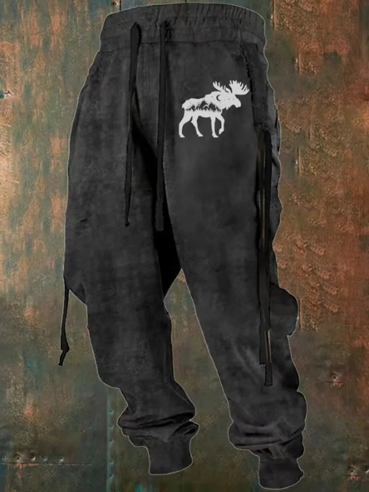 Fall Sports Jogging Trouser For Men Fashion Patchwork Drawstring Design Pattern Print Loose Pants Streetwear Men's Clothin