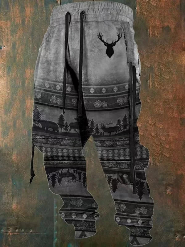 Fall Sports Jogging Trouser For Men Fashion Patchwork Drawstring Design Pattern Print Loose Pants Streetwear Men's Clothin