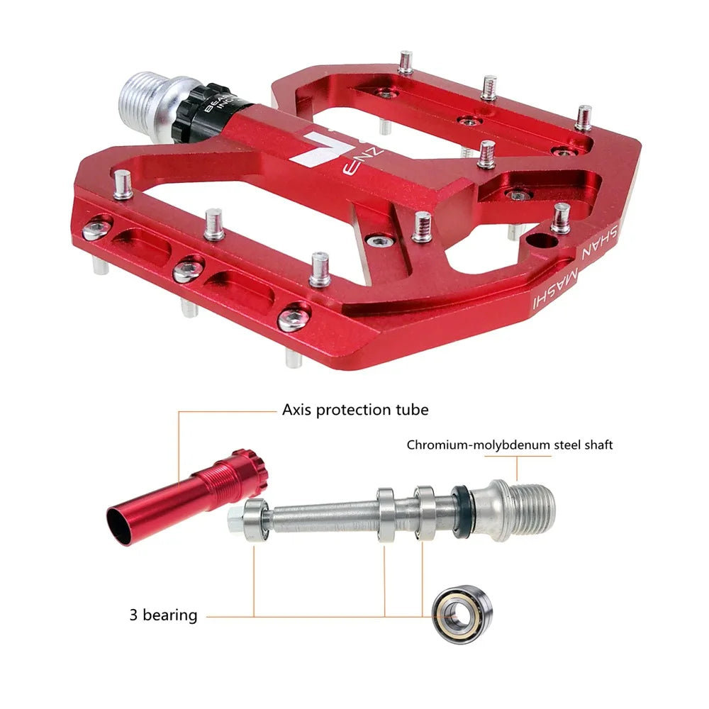 New Mountain Bike Pedals MTB Pedal Aluminum Bicycle Wide Platform Flat Pedals 9/16" Sealed Bearing Bicycle Pedals
