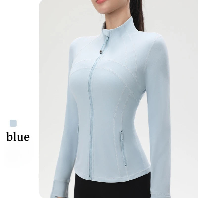 Yoga Clothing Jacket Women Slimming Running Training Sports Stand-up Collar Long-sleeved Fitness Clothing Body-slimming Pilates