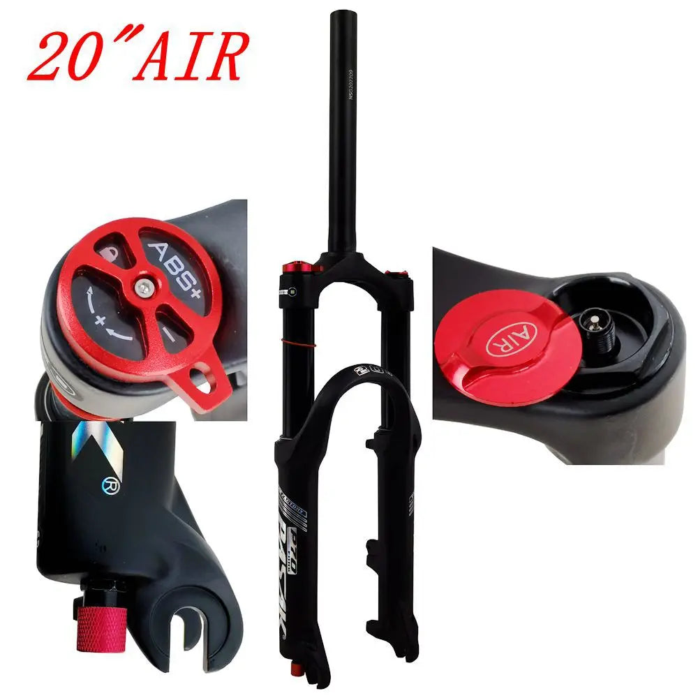 20/24 Inch Mountain Bike Air Fork, Aluminum Alloy, Disc Brake, 100mm Travel, Quick Release, Shoulder Control Lockout Suspension