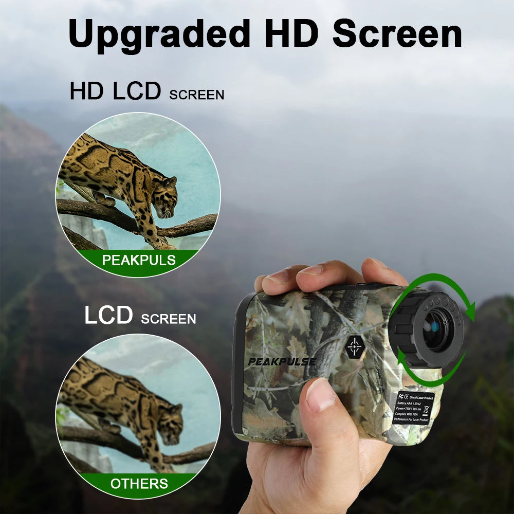 PEAKPULSE 650Yard/1300 Yards Range Finder for Hunting High Precision 6X Rangefinder Height Angle Horizontal Distance Meter