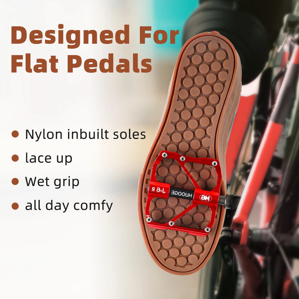 Men's Mountain Bike Flat Pedals Shoes Suitable for Downhill Climbing BMX, Lightweight, Breathable, Durable and Strong Grip