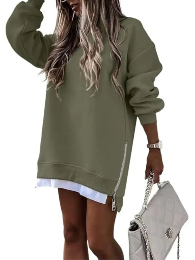 Fall Winter Sweatshirt Blouses For Women New Long Sleeve Loose Zipper Hoodies Tops Fashion Casual Solid Sports Women's Clothing