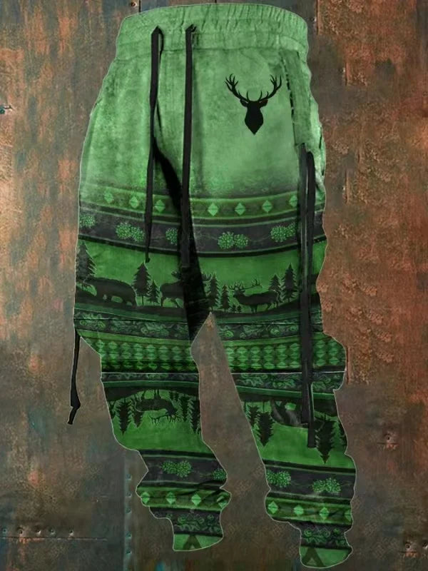 Fall Sports Jogging Trouser For Men Fashion Patchwork Drawstring Design Pattern Print Loose Pants Streetwear Men's Clothin
