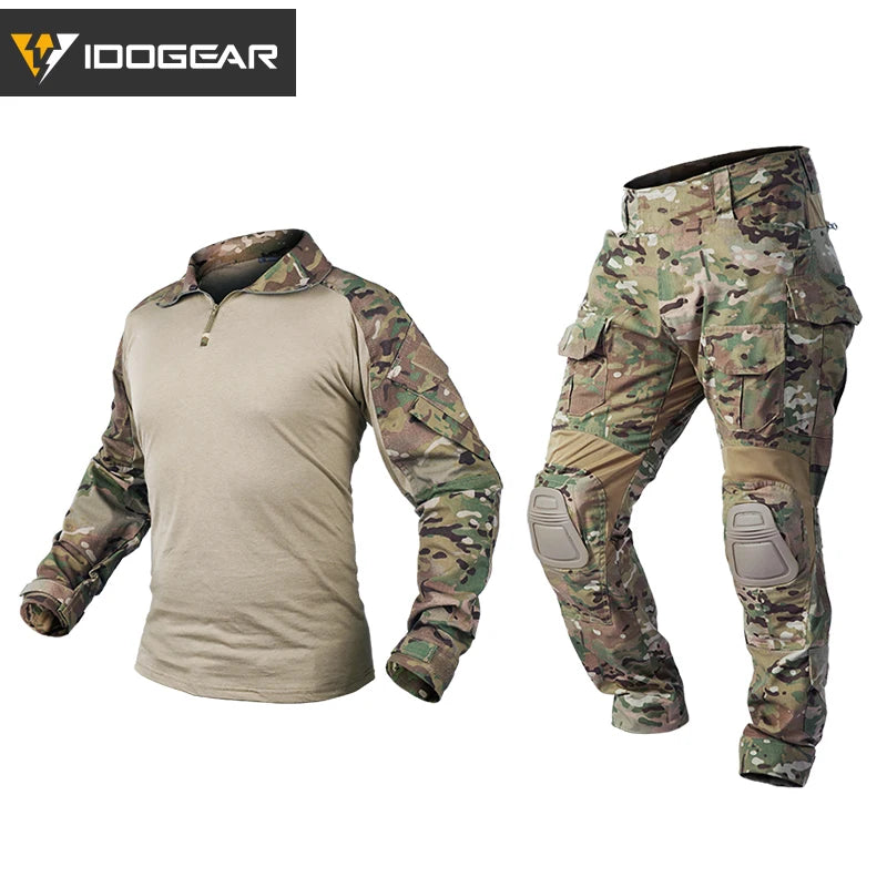 IDOGEAR Tactical G3 Combat Suit  Shirt & Pants Knee Pads Update Ver Camo Combat Uniform 3004