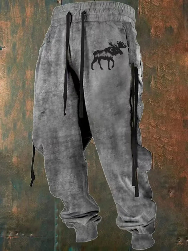Fall Sports Jogging Trouser For Men Fashion Patchwork Drawstring Design Pattern Print Loose Pants Streetwear Men's Clothin