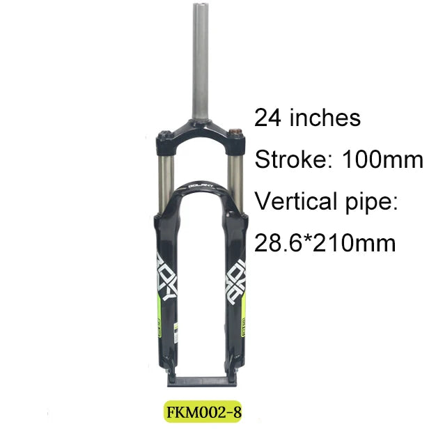 BOLANY-Mountain Bike Fork, Aluminum Alloy, Mechanical, Straight Tube, Shoulder Control, Shock Absorber, 100mm Stroke, 24in Fork