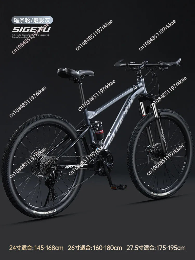 Full Suspension Mountain Bike 30 Speed All Terrain Adult Bicycle for Downhill Trail and City Commuting