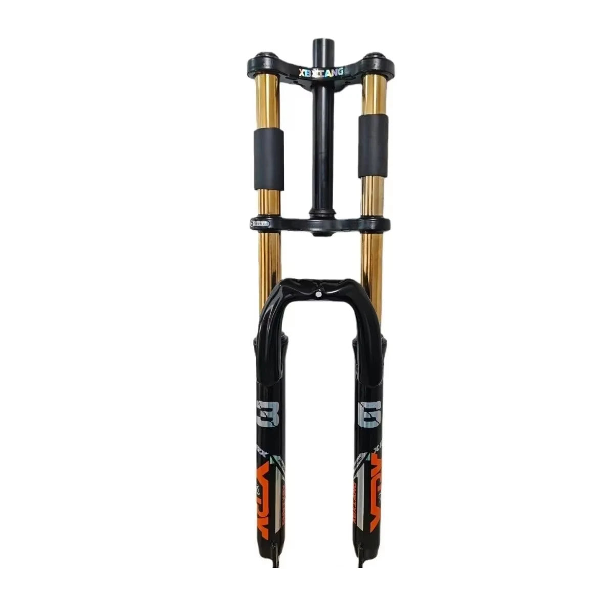 26/27.5" Mountain Bike Double Shoulder Fork, Oil Spring Suspension, 28.6mm x 220mm Steerer, 130mm Travel, 34mm Leg, QR 100mm