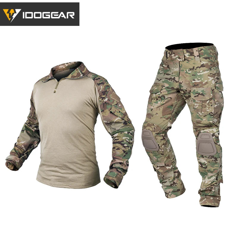 IDOGEAR Tactical G3 Combat Suit  Shirt & Pants Knee Pads Update Ver Camo Combat Uniform 3004