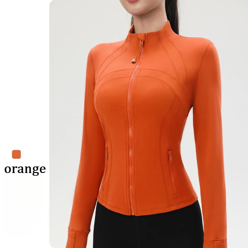 Yoga Clothing Jacket Women Slimming Running Training Sports Stand-up Collar Long-sleeved Fitness Clothing Body-slimming Pilates