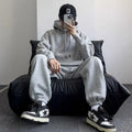 Fall and winter couple's fleece-lined hooded set, men's warm casual long-sleeve pants for outdoor sports wear