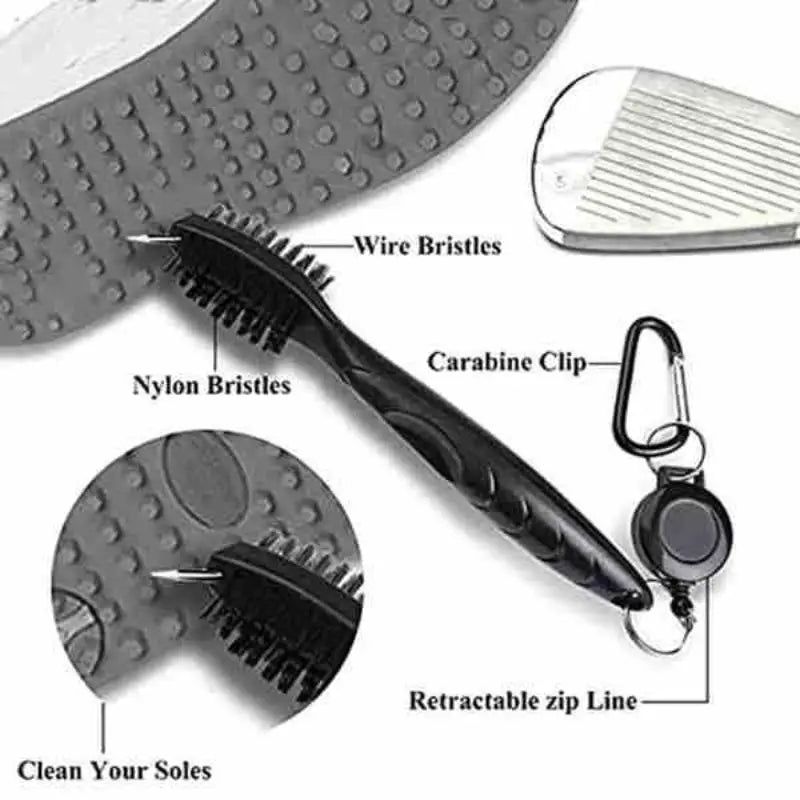 Golf Club Complete Cleaner Kit Dual Sided Groove Brush Quick Dry Towel Portable Golf Accessory for Amateur Professional Golfers