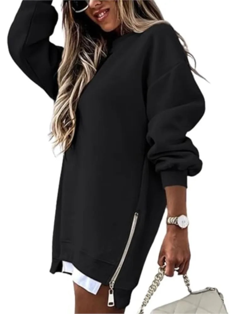 Fall Winter Sweatshirt Blouses For Women New Long Sleeve Loose Zipper Hoodies Tops Fashion Casual Solid Sports Women's Clothing