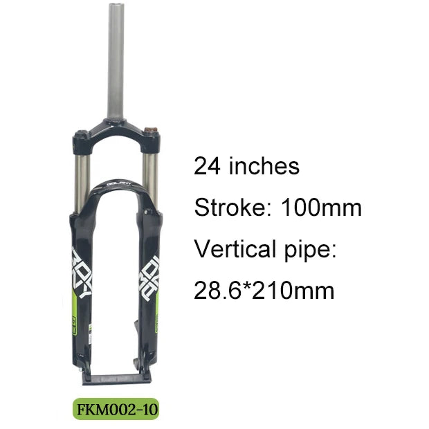 BOLANY-Mountain Bike Fork, Aluminum Alloy, Mechanical, Straight Tube, Shoulder Control, Shock Absorber, 100mm Stroke, 24in Fork