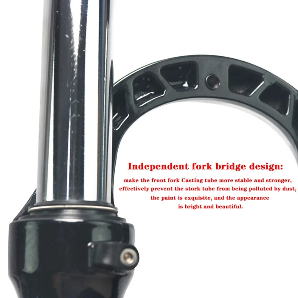 BOLANY-Mountain Bike Fork, Aluminum Alloy, Mechanical, Straight Tube, Shoulder Control, Shock Absorber, 100mm Stroke, 24in Fork