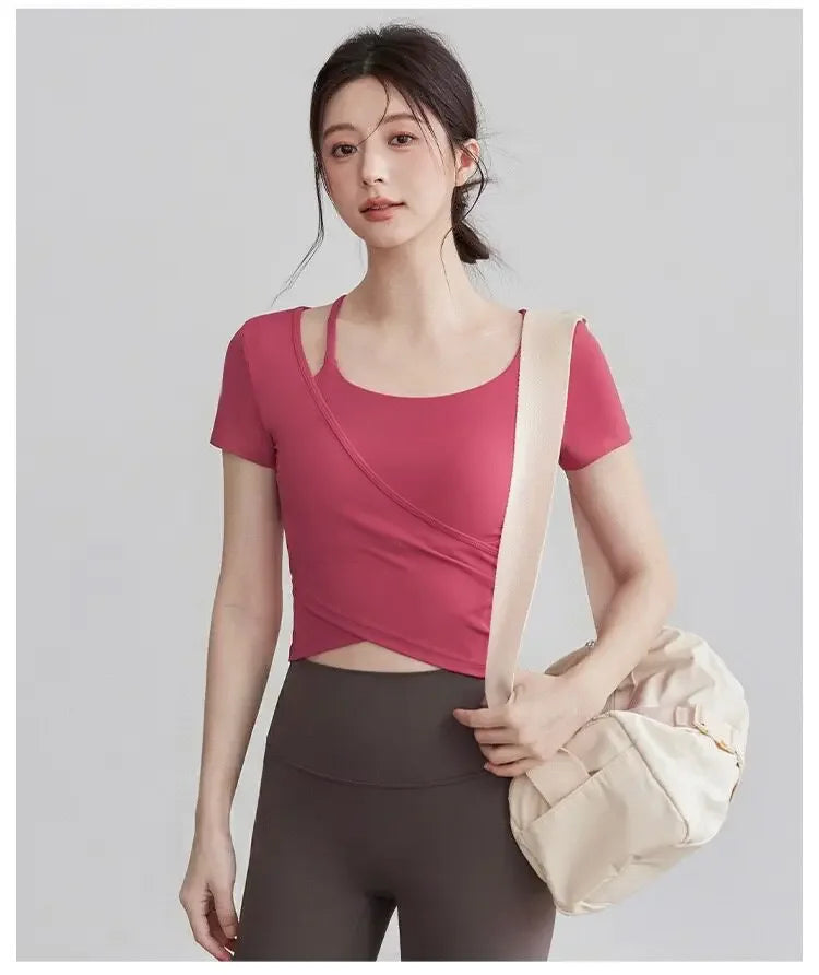 Yoga Clothing Long-sleeved Summer High-looking Slimming Tops with Chest Pads Professional Training Pilates Fitness Clothing