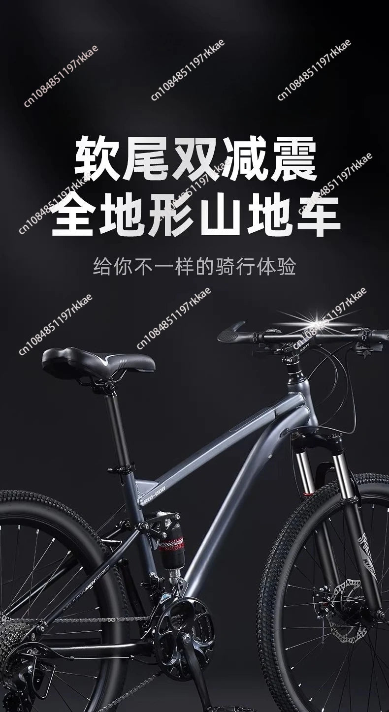 Full Suspension Mountain Bike 30 Speed All Terrain Adult Bicycle for Downhill Trail and City Commuting