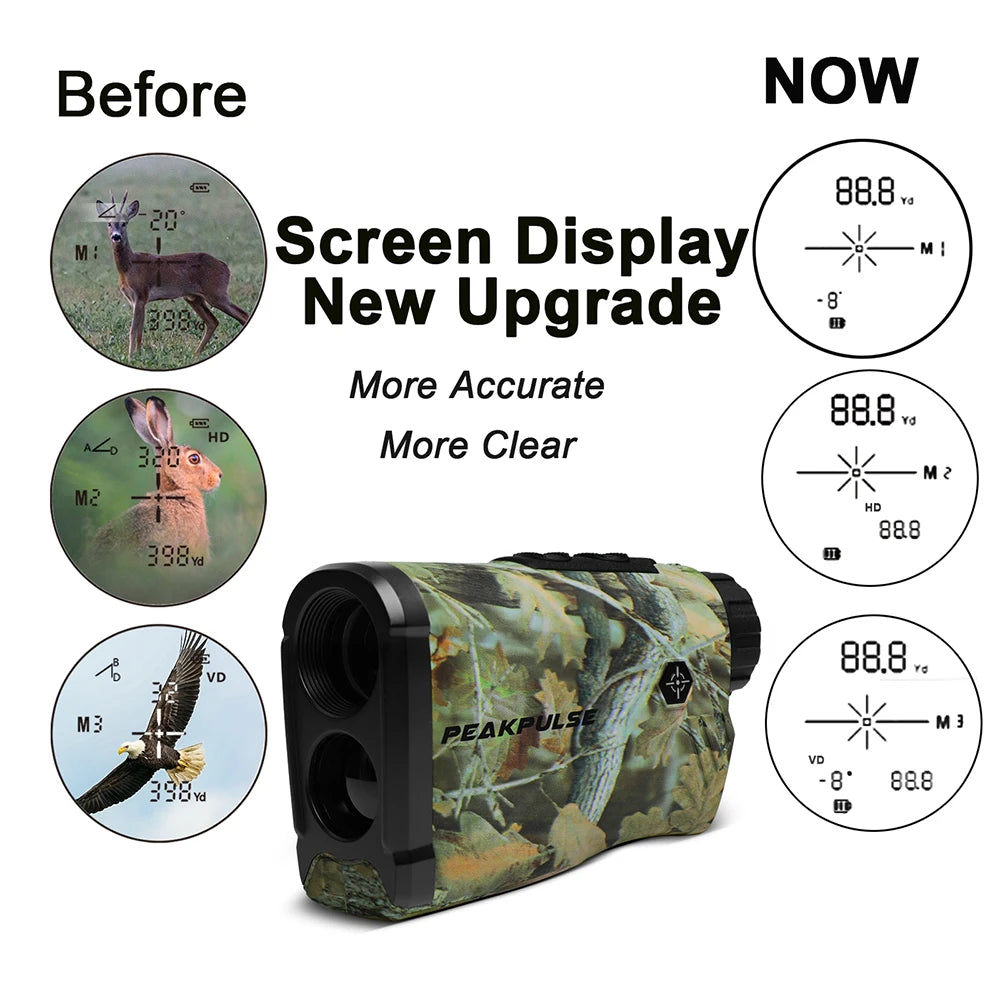 PEAKPULSE 650Yard/1300 Yards Range Finder for Hunting High Precision 6X Rangefinder Height Angle Horizontal Distance Meter