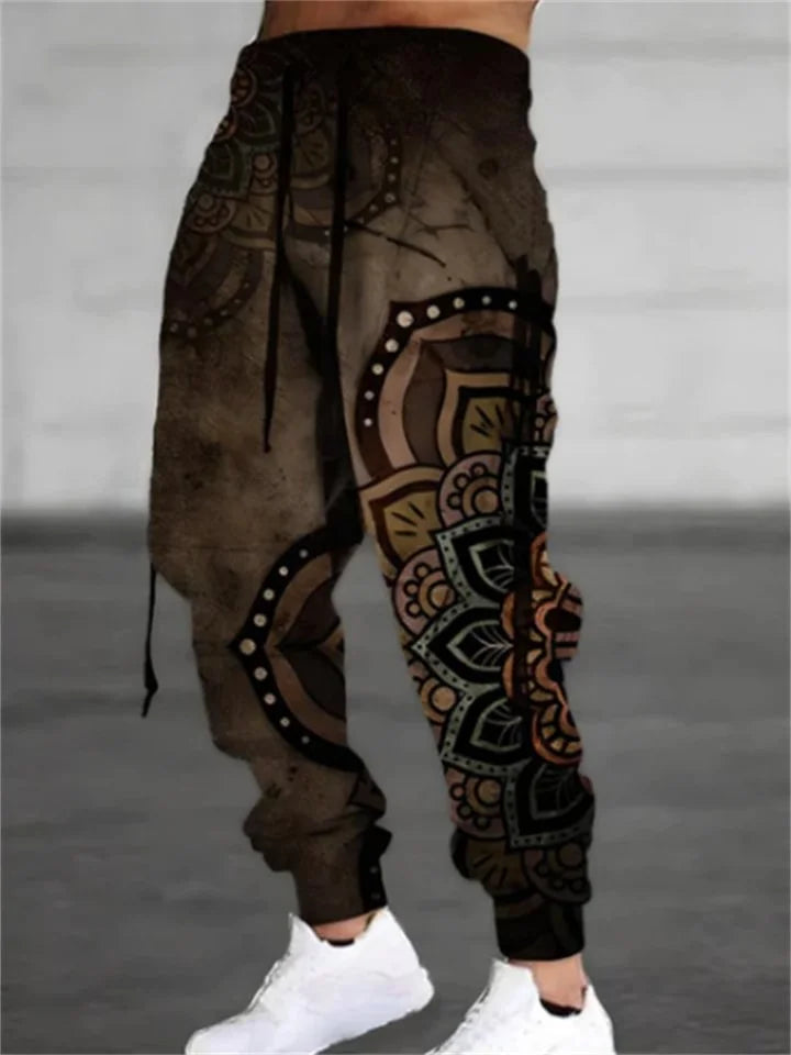 Fall Sports Jogging Trouser For Men Fashion Patchwork Drawstring Design Pattern Print Loose Pants Streetwear Men's Clothin