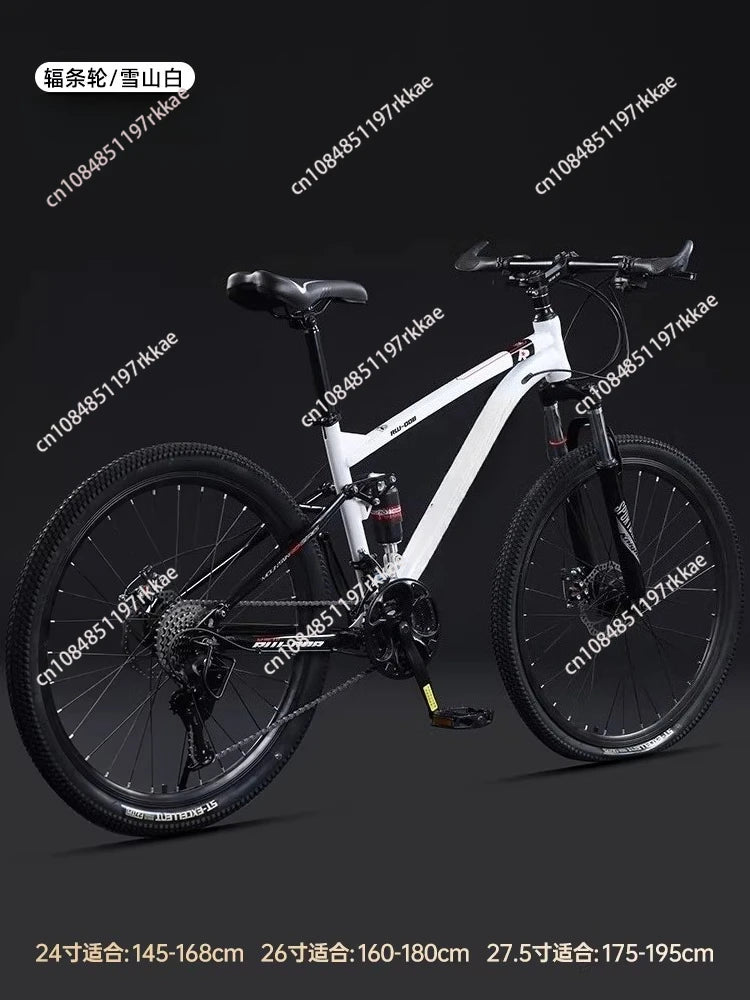 Full Suspension Mountain Bike 30 Speed All Terrain Adult Bicycle for Downhill Trail and City Commuting