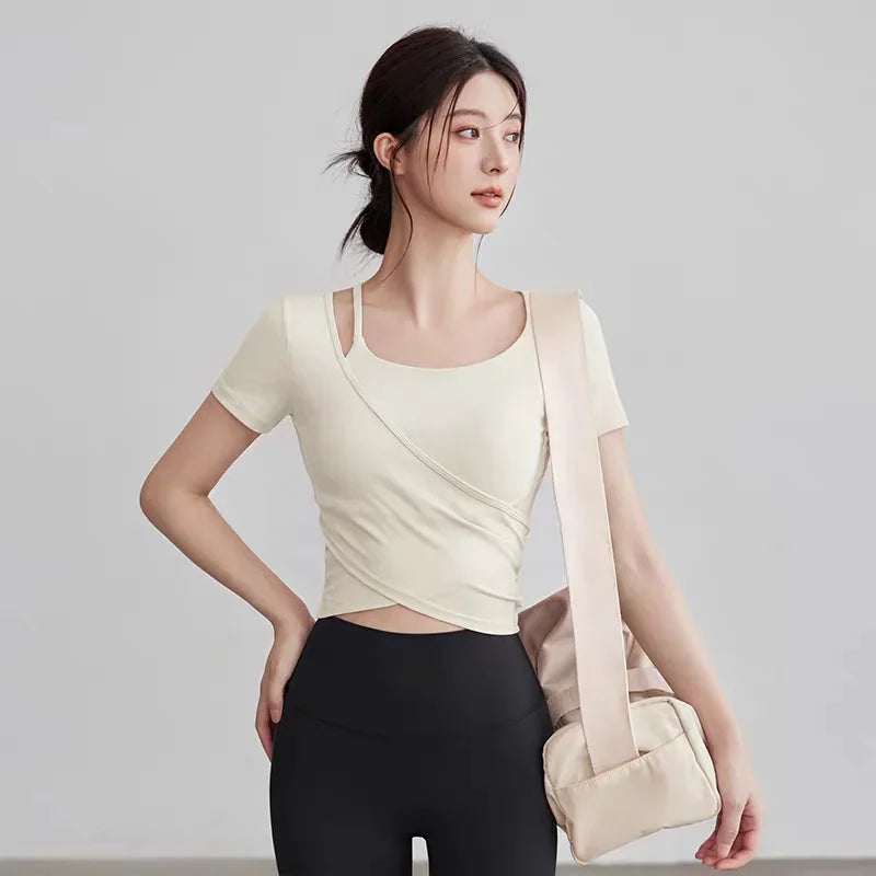 Yoga Clothing Long-sleeved Summer High-looking Slimming Tops with Chest Pads Professional Training Pilates Fitness Clothing