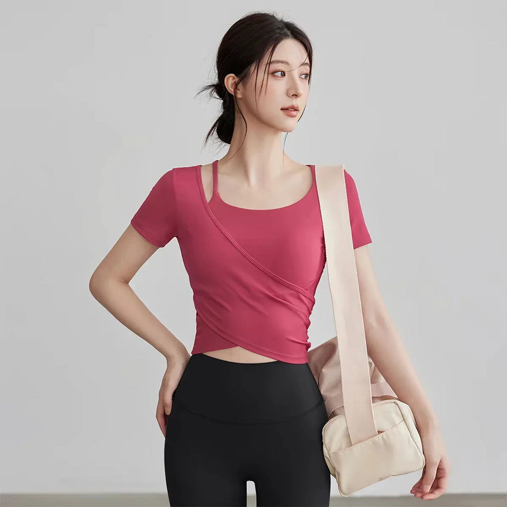 Yoga Clothing Long-sleeved Summer High-looking Slimming Tops with Chest Pads Professional Training Pilates Fitness Clothing