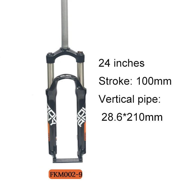BOLANY-Mountain Bike Fork, Aluminum Alloy, Mechanical, Straight Tube, Shoulder Control, Shock Absorber, 100mm Stroke, 24in Fork