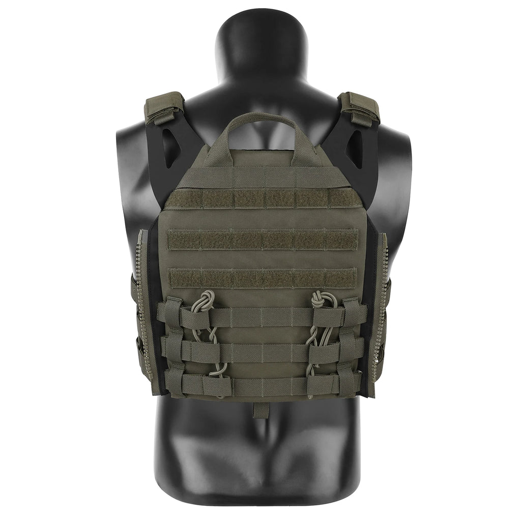 KRYDEX 500D Nylon Tactical Vest Jumpable Plate Carrier MOLLE Front Flap Panel Backpack Hunting Ranger Green Camo Men's Vest