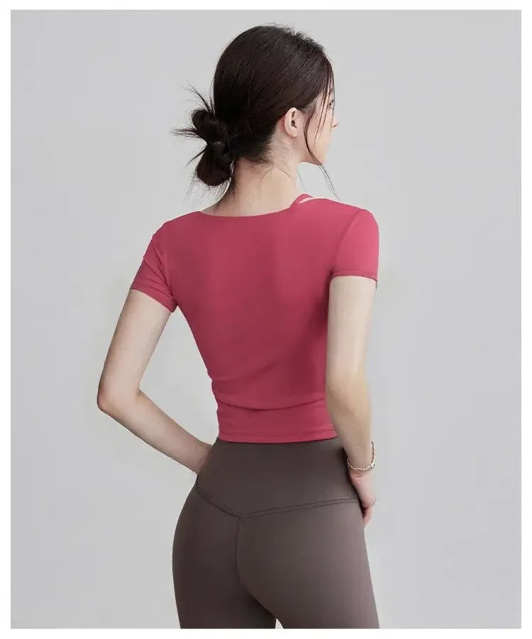 Yoga Clothing Long-sleeved Summer High-looking Slimming Tops with Chest Pads Professional Training Pilates Fitness Clothing