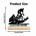1pc Fashion Personalized Custom Mountain Bike Metal Statues Metal Art With Wooden Base Suitable For Outdoor Enthusiasts, Mountai