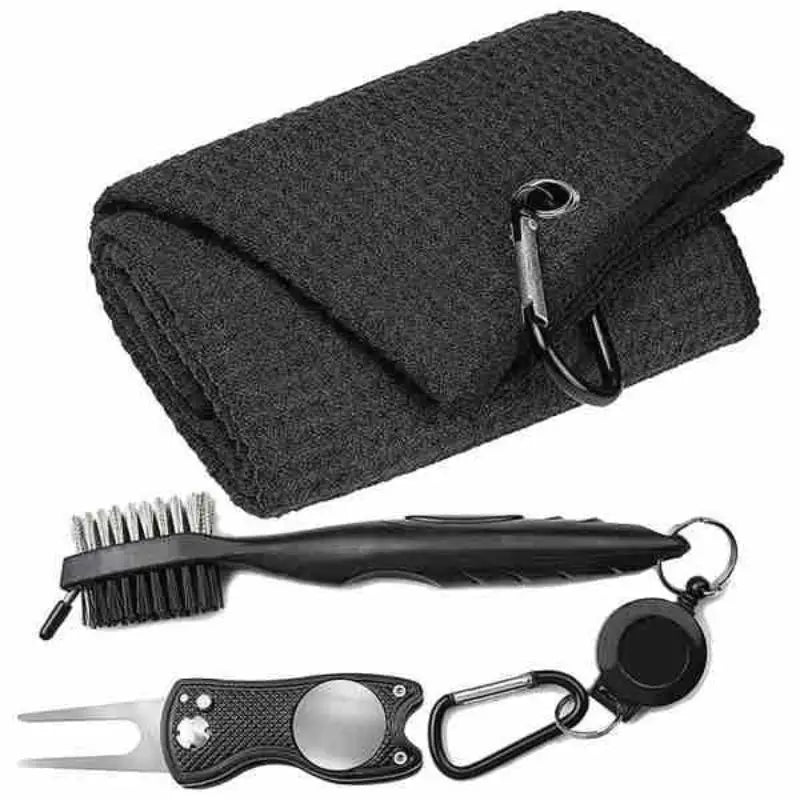 Golf Club Complete Cleaner Kit Dual Sided Groove Brush Quick Dry Towel Portable Golf Accessory for Amateur Professional Golfers