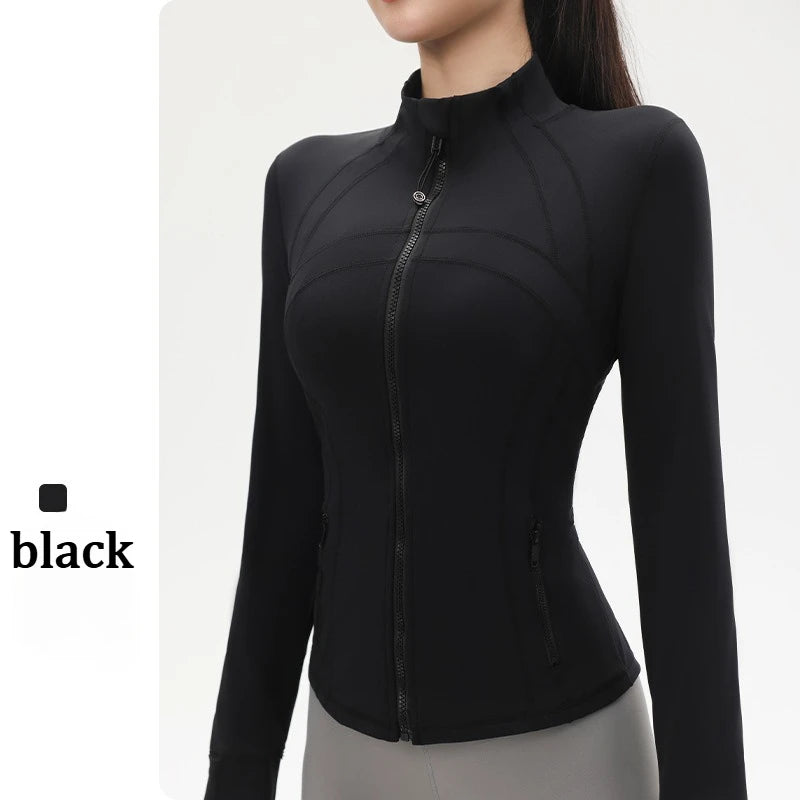 Yoga Clothing Jacket Women Slimming Running Training Sports Stand-up Collar Long-sleeved Fitness Clothing Body-slimming Pilates