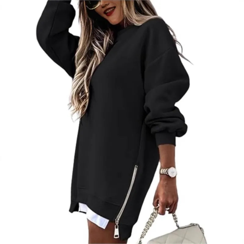 Fall Winter Sweatshirt Blouses For Women New Long Sleeve Loose Zipper Hoodies Tops Fashion Casual Solid Sports Women's Clothing