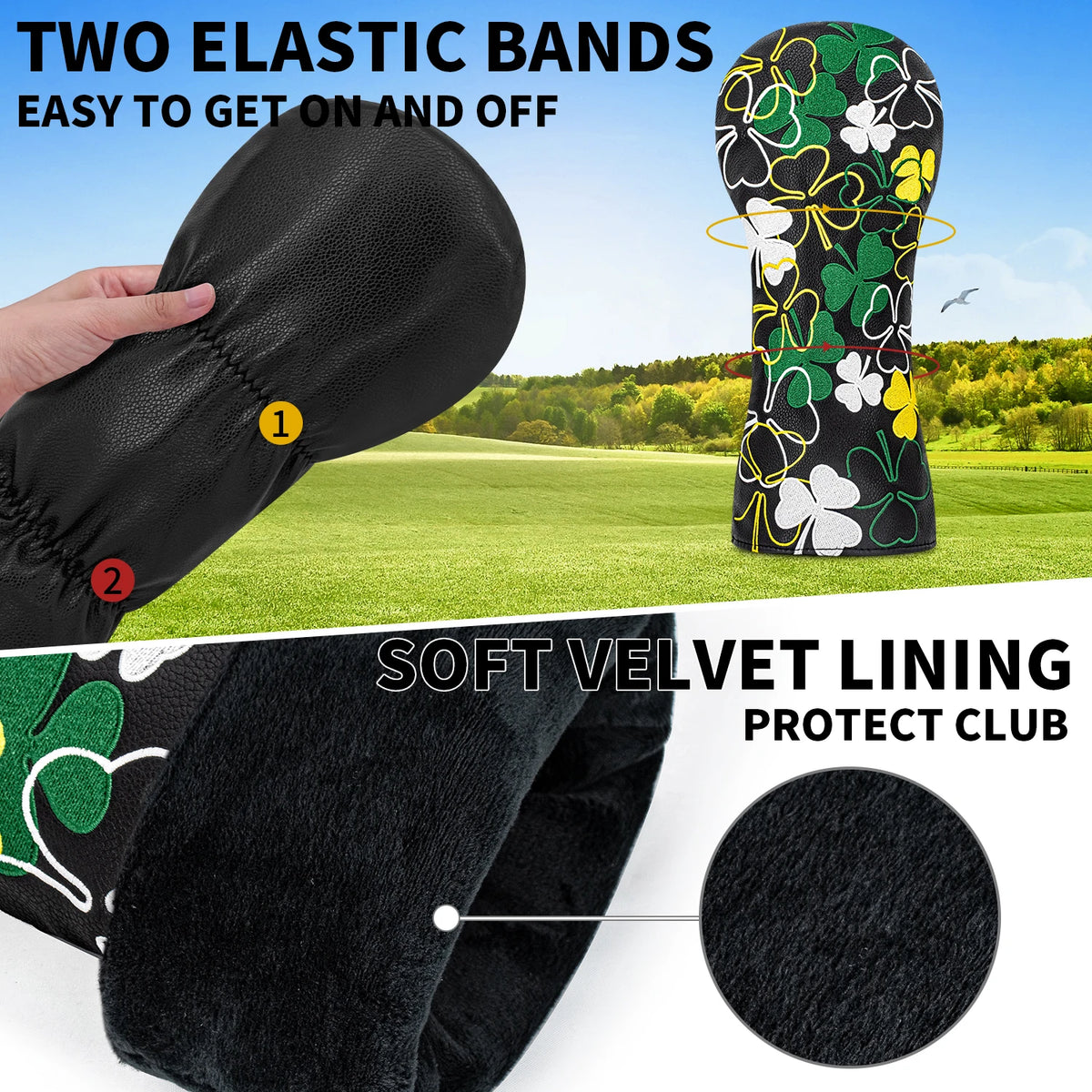 Golf Club Wood Head Covers for 1pc/3pcs Driver/ Fairway/ Hybrid, for Protection and Style, Durable Design for All Club Types