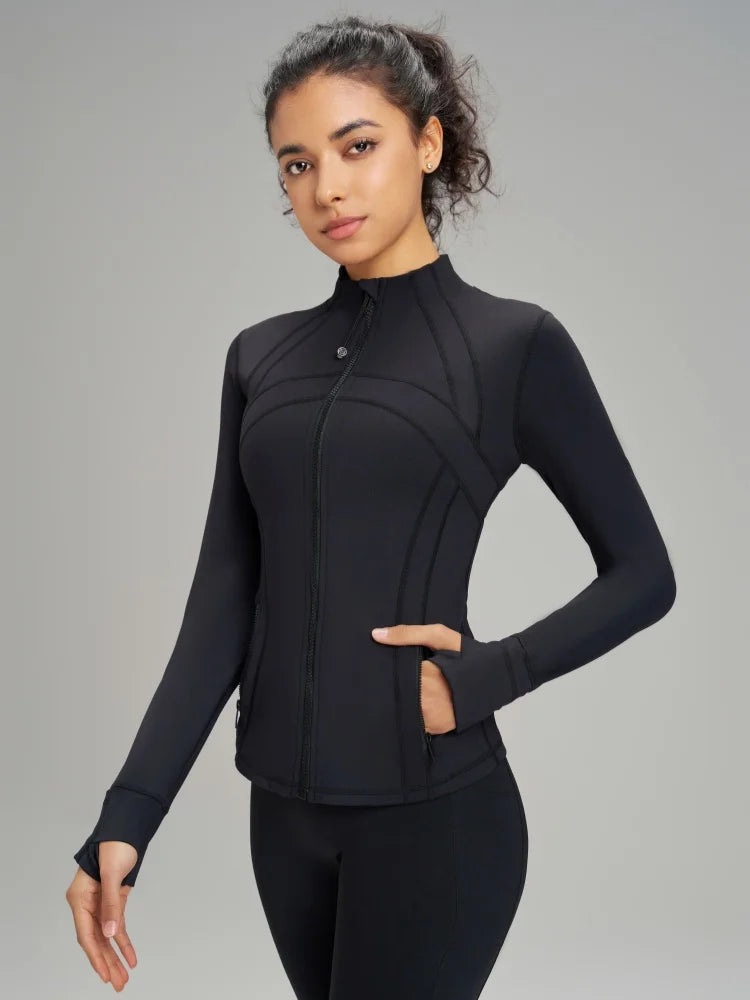 Yoga Clothing Jacket Women Slimming Running Training Sports Stand-up Collar Long-sleeved Fitness Clothing Body-slimming Pilates