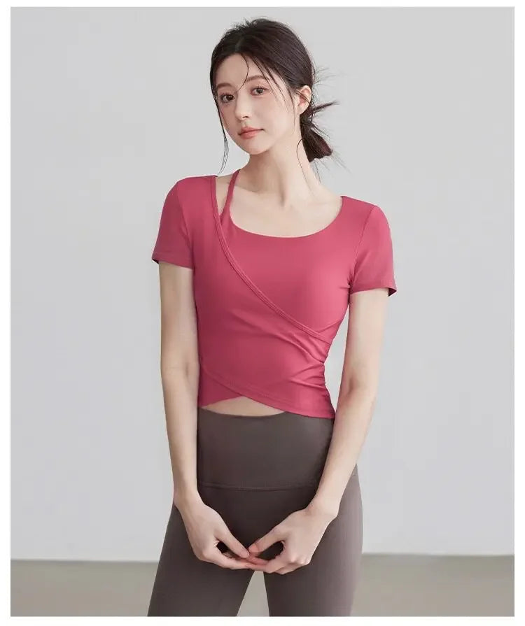 Yoga Clothing Long-sleeved Summer High-looking Slimming Tops with Chest Pads Professional Training Pilates Fitness Clothing