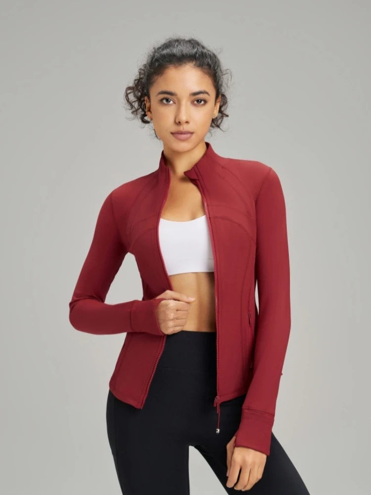 Yoga Clothing Jacket Women Slimming Running Training Sports Stand-up Collar Long-sleeved Fitness Clothing Body-slimming Pilates