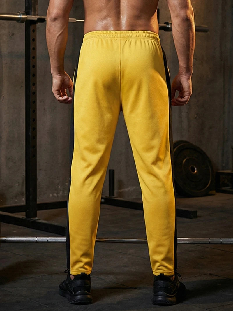 Mens Athletic Workout Running Jogging Sweatpants Fall Winter Warm Cozy Joggers Pants Colorblock Patchwork Trousers Activewear