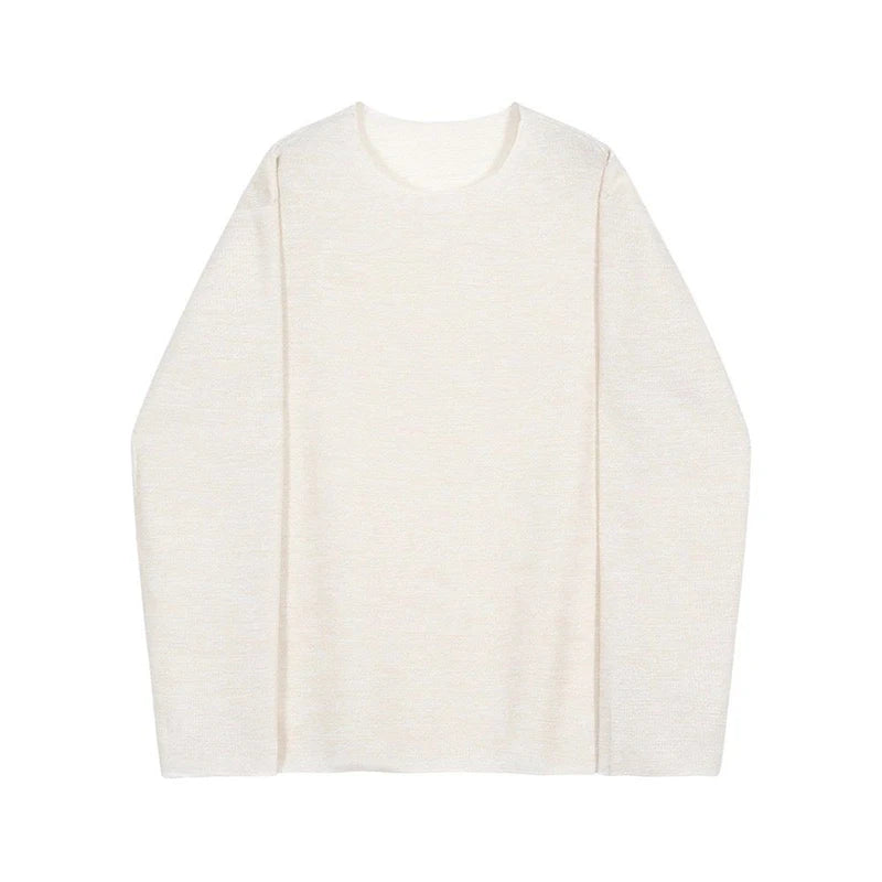 Fall Winter Men O Neck Long Sleeve T Shirts Fashion Simple Casual All-match Loose Inside Clothing Banquet Daily Black White Grey