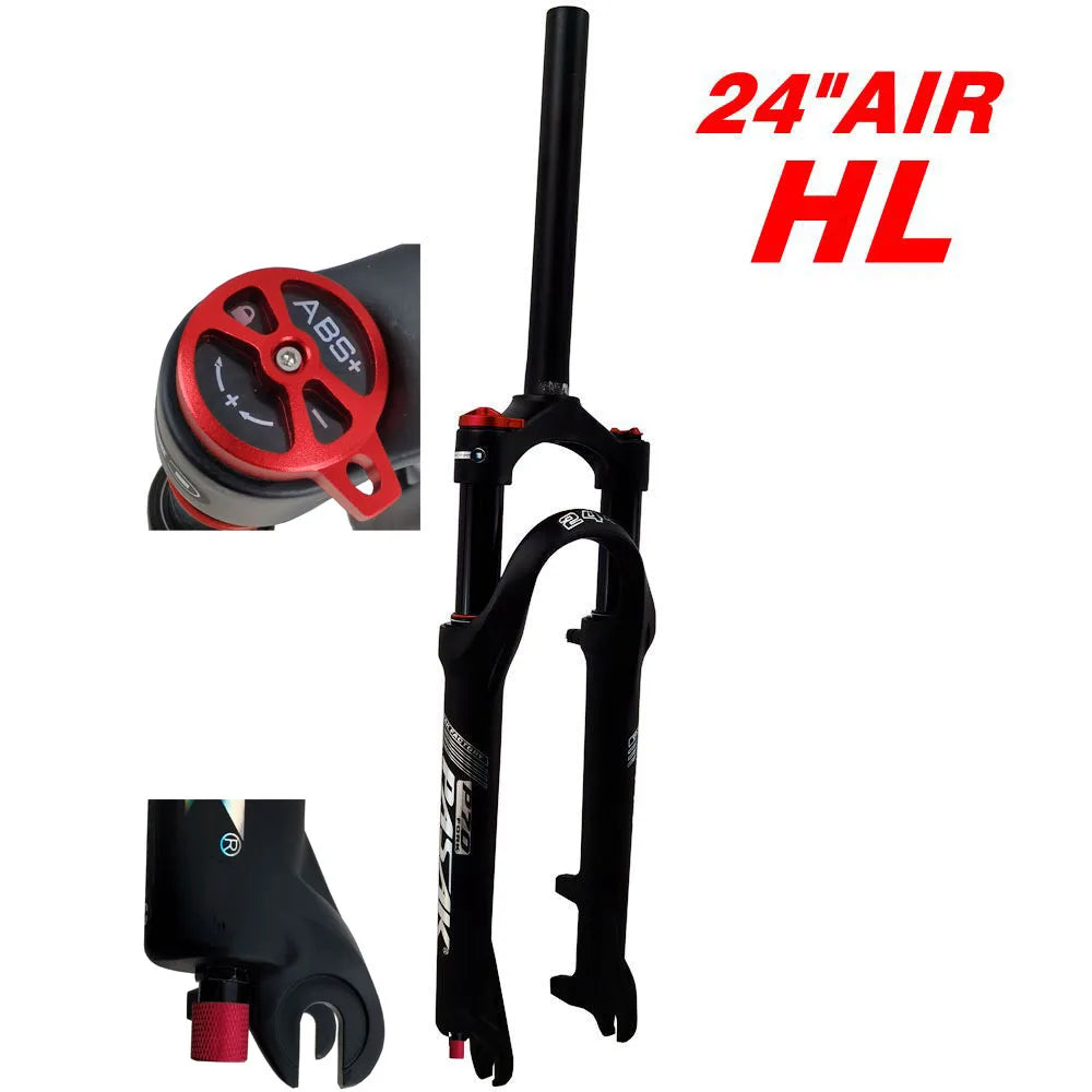 20/24 Inch Mountain Bike Air Fork, Aluminum Alloy, Disc Brake, 100mm Travel, Quick Release, Shoulder Control Lockout Suspension