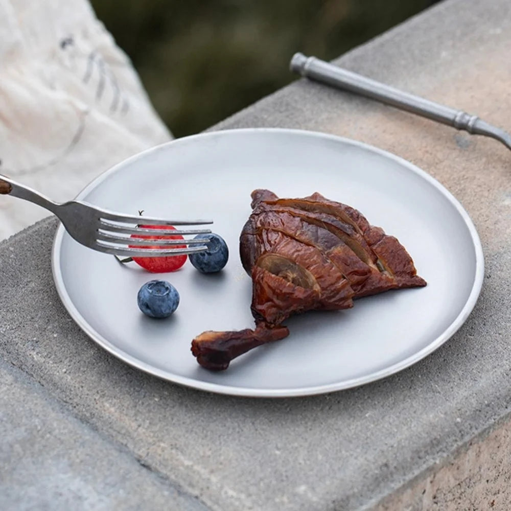 Camping Plate Lightweight Camping Plate For Barbecue Home Dinnerware Round Frosted Picnic Gear Reusable Tableware