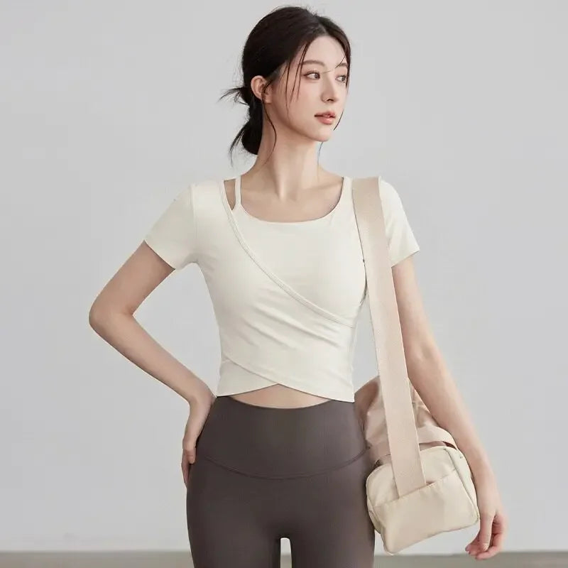 Yoga Clothing Long-sleeved Summer High-looking Slimming Tops with Chest Pads Professional Training Pilates Fitness Clothing