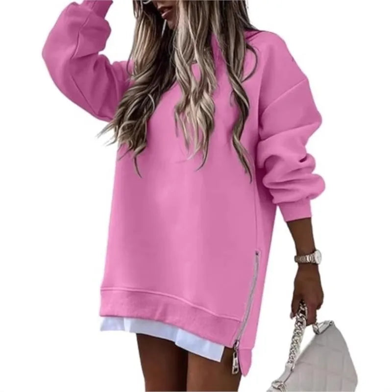 Fall Winter Sweatshirt Blouses For Women New Long Sleeve Loose Zipper Hoodies Tops Fashion Casual Solid Sports Women's Clothing