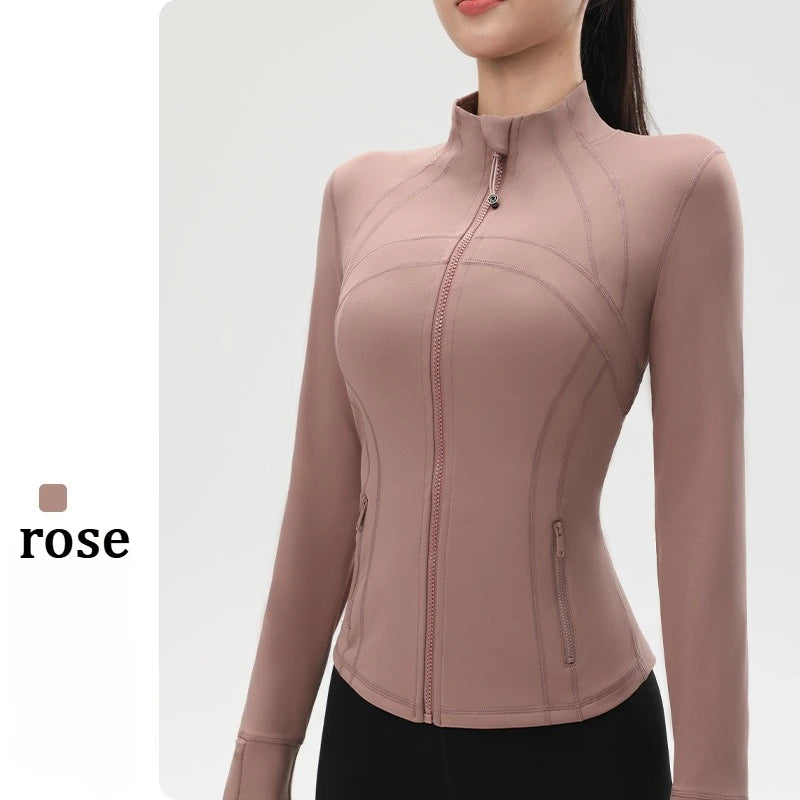 Yoga Clothing Jacket Women Slimming Running Training Sports Stand-up Collar Long-sleeved Fitness Clothing Body-slimming Pilates