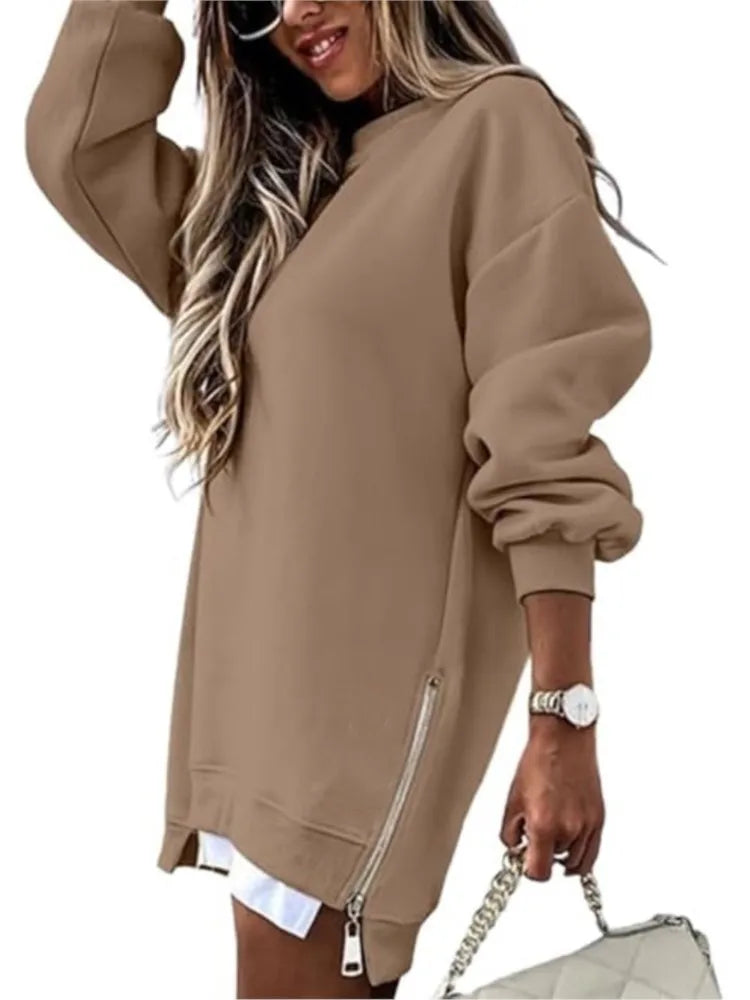 Fall Winter Sweatshirt Blouses For Women New Long Sleeve Loose Zipper Hoodies Tops Fashion Casual Solid Sports Women's Clothing